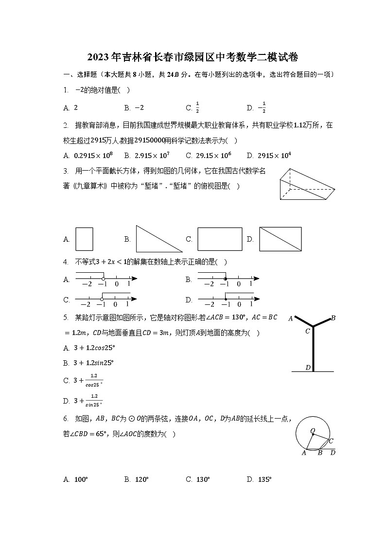 2023年吉林省长春市绿园区中考数学二模试卷（含解析）01