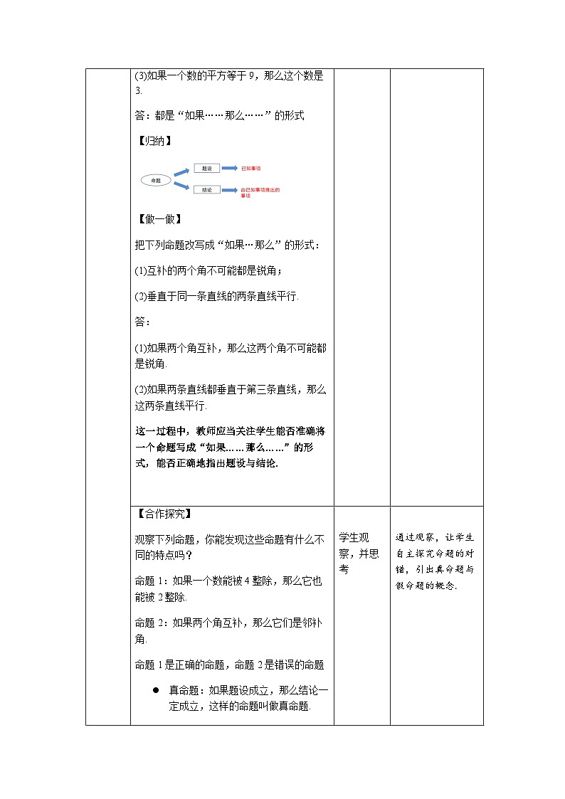 相交线与平行线《命题、定理、证明》示范课教学设计【人教七数下册】第3页