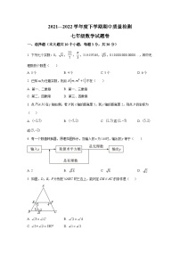 湖北省黄石市五校联考2021-2022学年七年级下学期期中质量检测数学试卷(含解析)