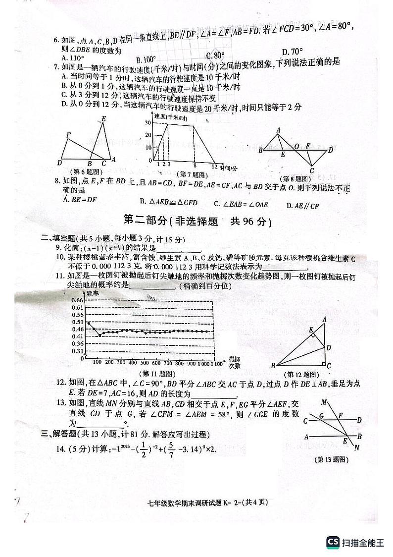 陕西省西安市高陵区2022-2023学年七年级下学期期末调研数学试题02