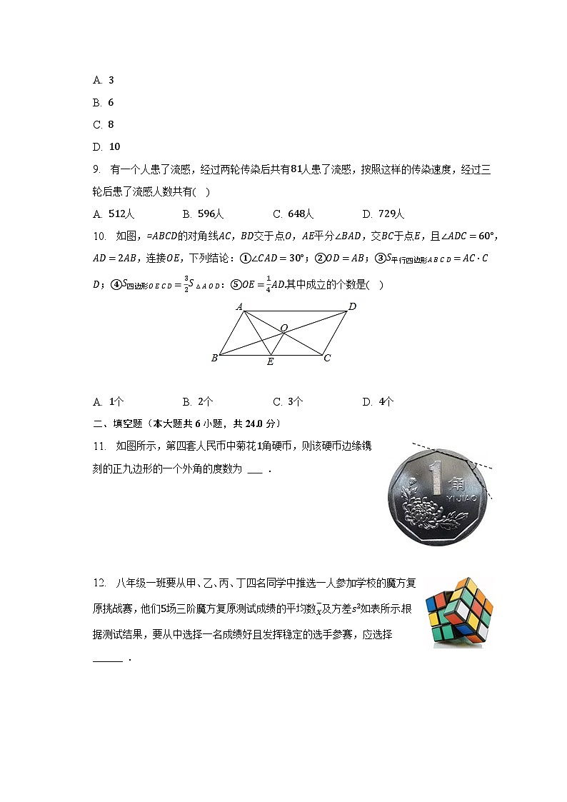 2022-2023学年浙江省金华市东阳市江北中学等四校八年级（下）期中数学试卷（含解析）第2页