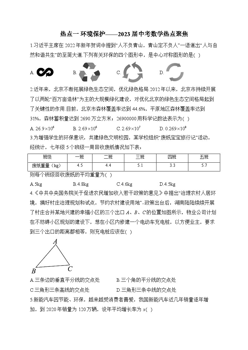 热点一 环境保护——2023届中考数学热点聚焦(含答案)第1页
