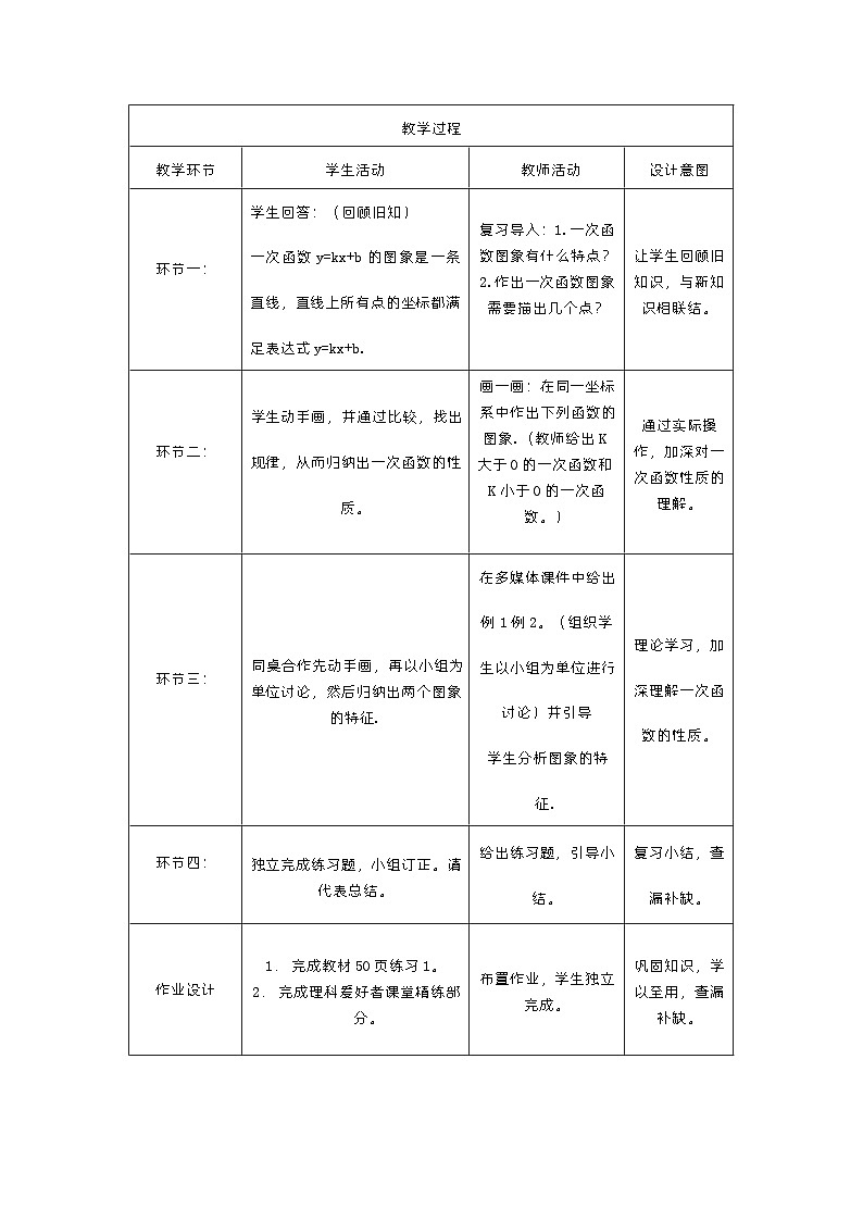华东师大版数学八年级下册《17.3.3一次函数的性质》教案第2页