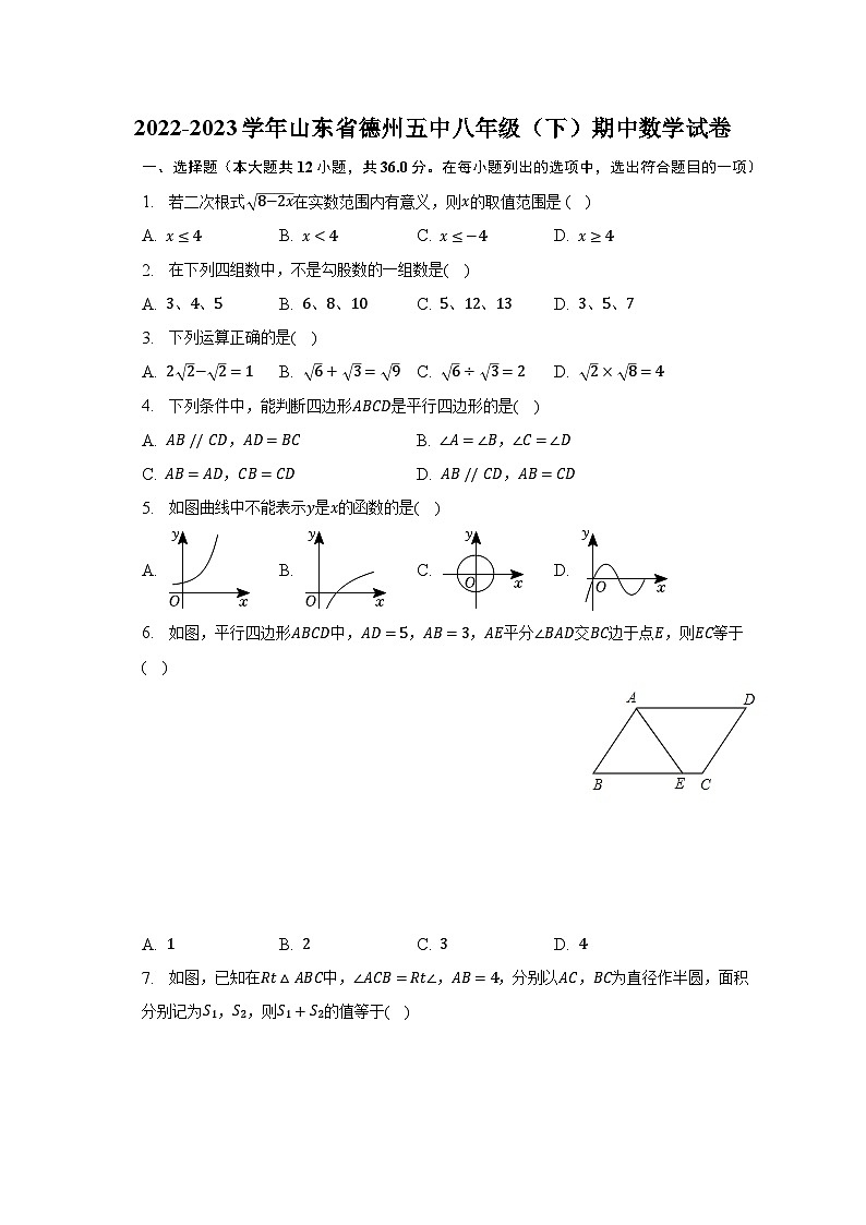 2022-2023学年山东省德州五中八年级（下）期中数学试卷（含解析）01