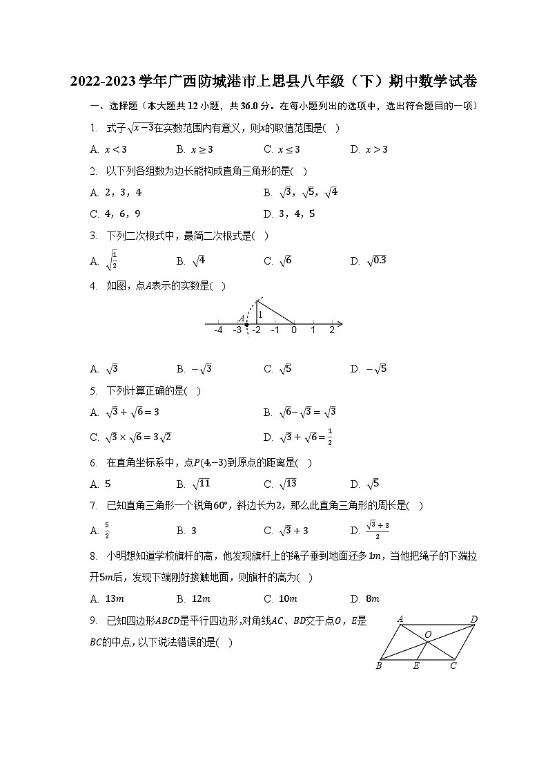 2022-2023学年广西防城港市上思县八年级（下）期中数学试卷（含解析）01