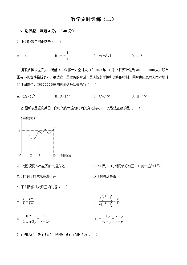 重庆市北碚区西南大学附属中学校2022-2023学年九年级下学期月考数学试题（原卷版）第1页