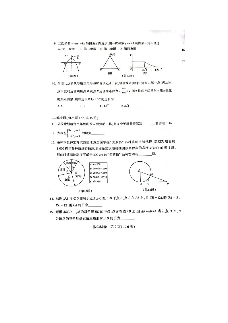 2023年河南省中考数学试题(图片版)第2页