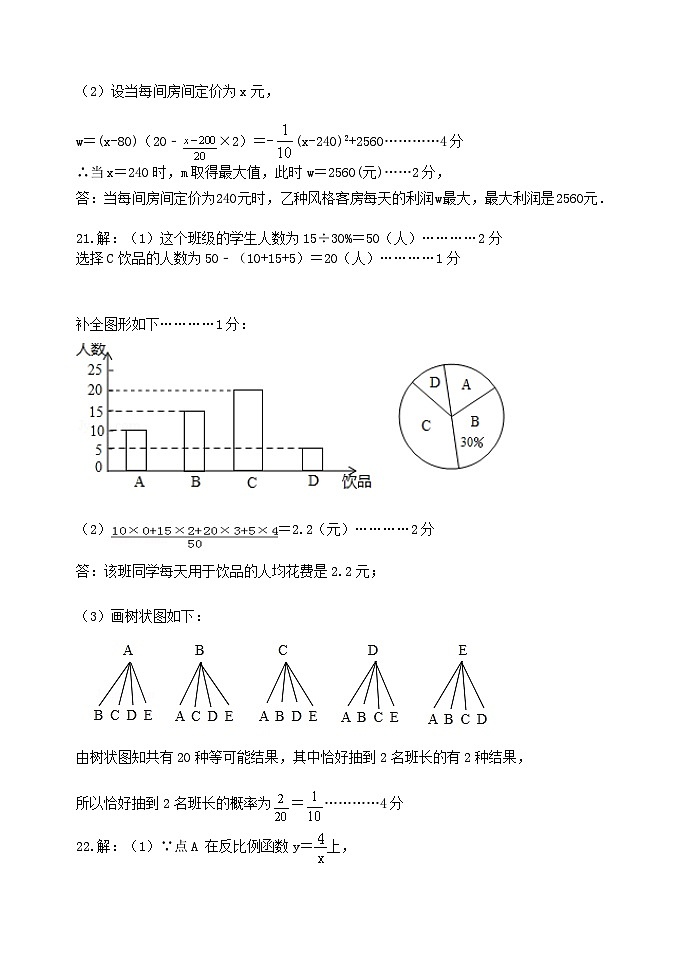 2023年山东省泰安市泰山实验中学 九年级 第一次模拟考试数学试题02