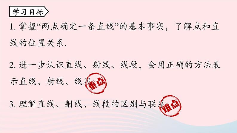 2023七上数学第四章几何图形初步4.2直线射线线段第1课时课件（人教版）第3页