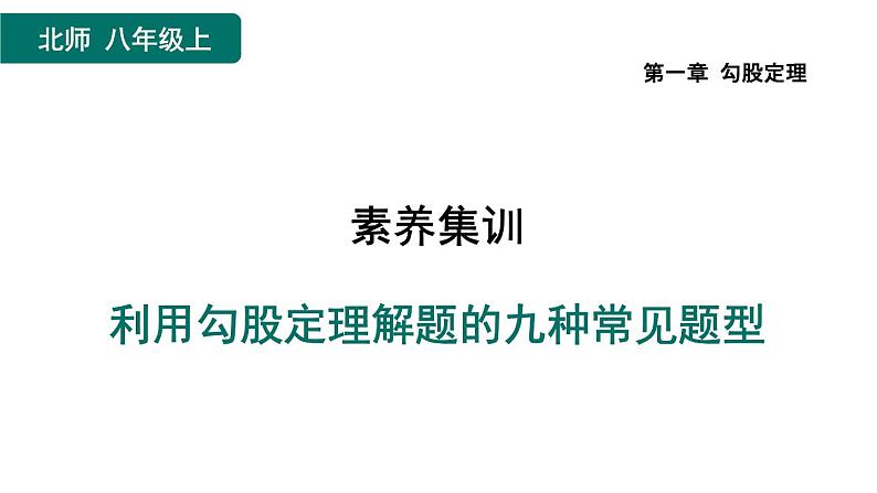 第1章 勾股定理 素养集训利-用勾股定理解题的九种常见题型 作业课件第1页