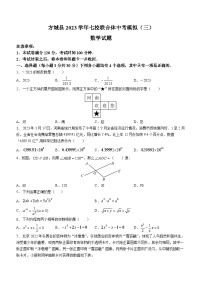 2023年河南省南阳市方城县七校联合体中考三模数学试题（含答案）