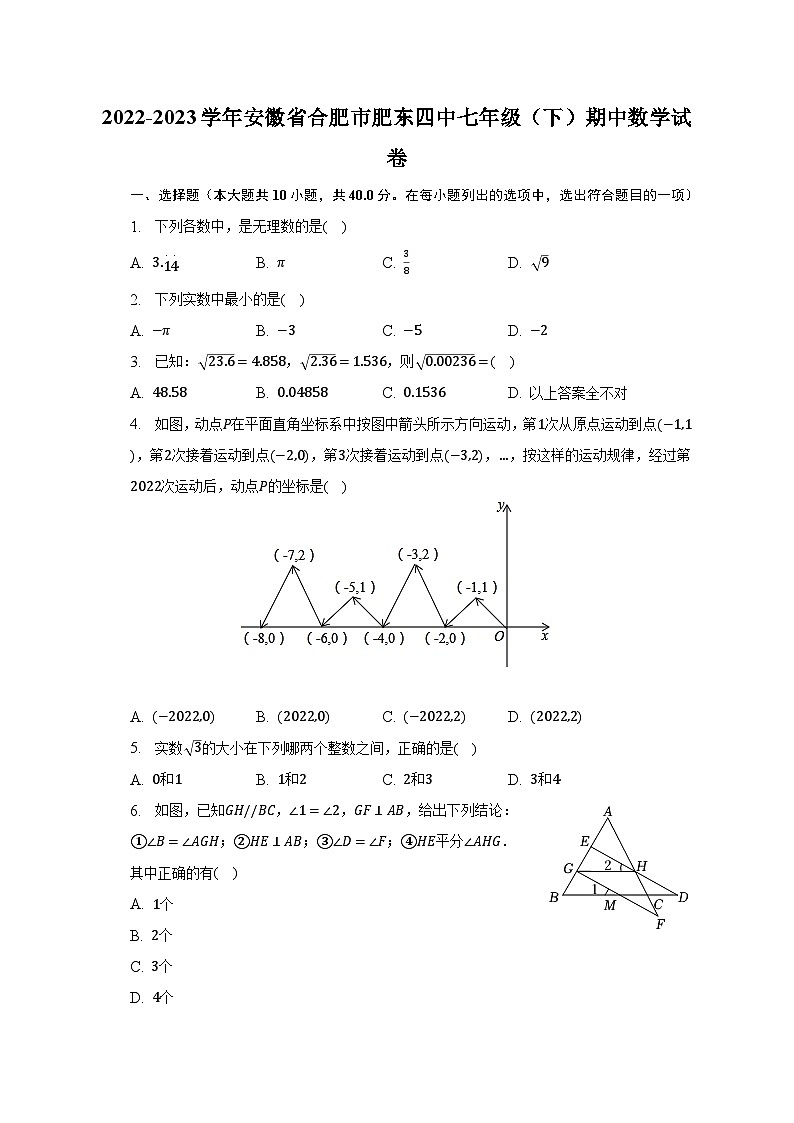 2022-2023学年安徽省合肥市肥东四中七年级（下）期中数学试卷（含解析）01