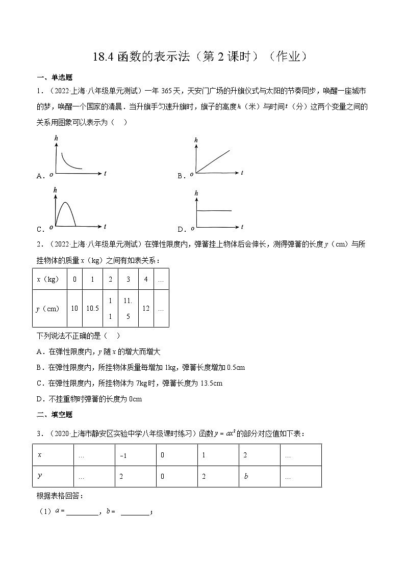 沪教版五四制数学年八年级上册18.4《函数的表示法》（第2课时）精品教学课件+作业（含答案）01