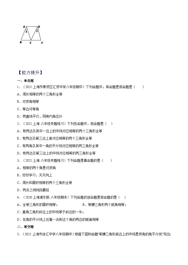 19.1 《命题和证明》（作业）（夯实基础+能力提升）（原卷版）第3页