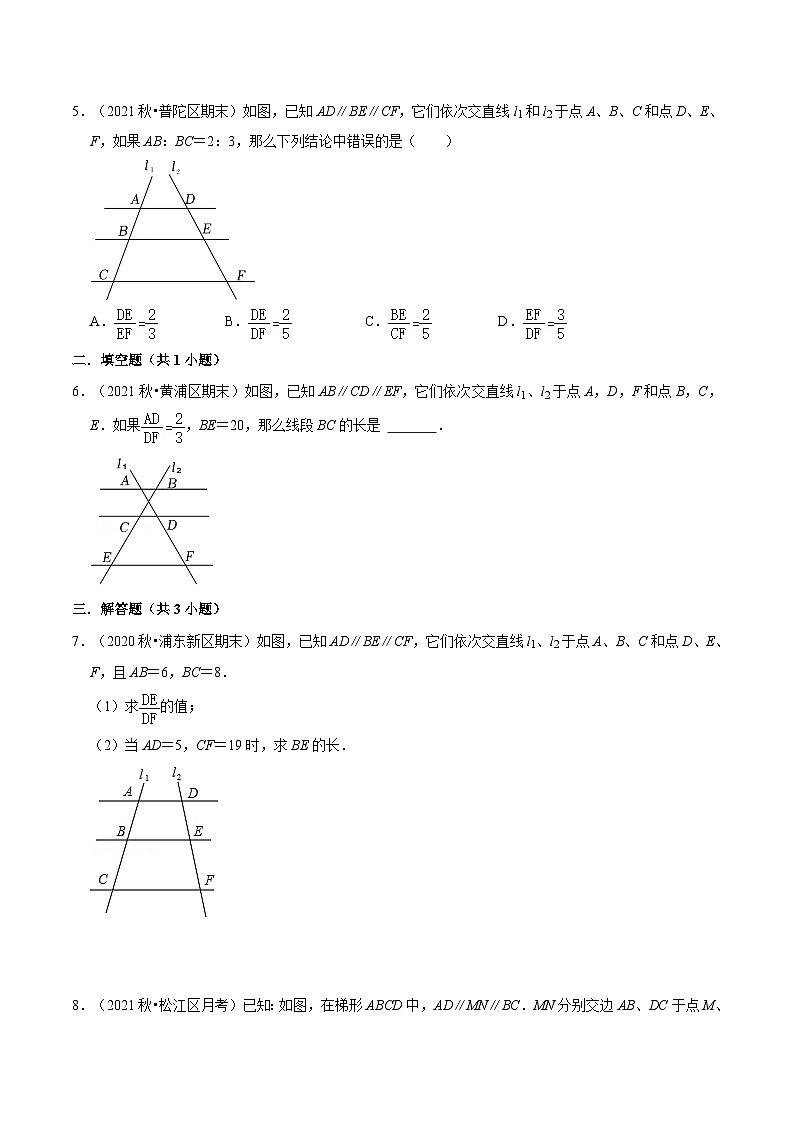 沪教版五四制数学九年级上册24.3 《三角形一边的平行线》（第4课时）精品教学课件+作业（含答案）02