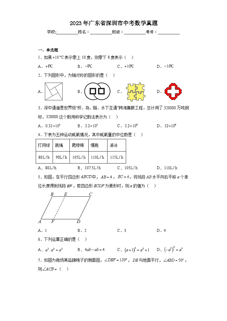2023年广东省深圳市中考数学真题（含解析）第1页