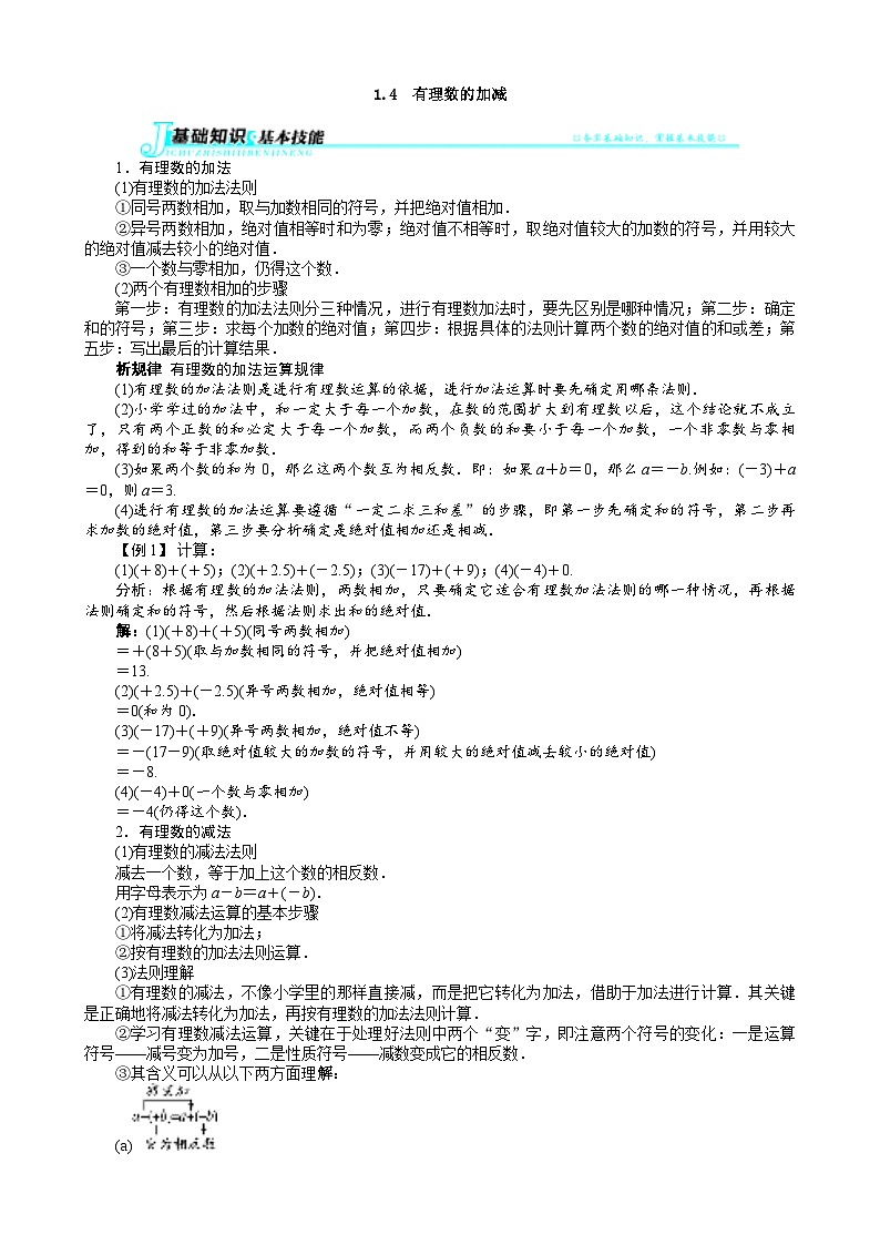 沪科版数学七年级上册 1.4　有理数的加减 学案01