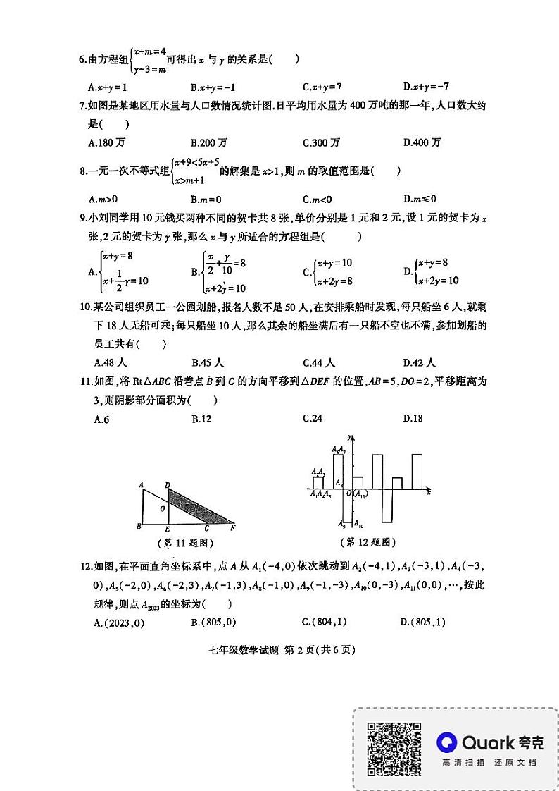山东省临沂市平邑县平邑县初中学校2022-2023学年七年级下学期6月期末数学试题第2页