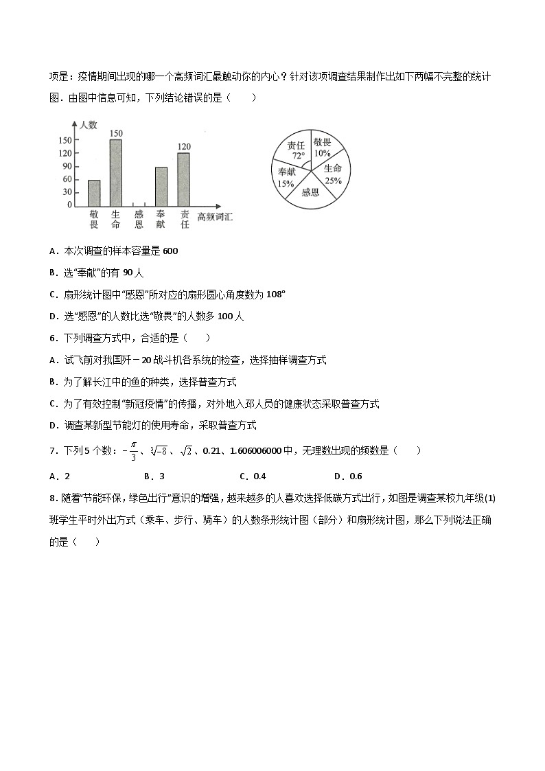【暑假培优训练】2023年人教版数学七年级（七升八）暑假第10天：《数据的收集、整理与描述》提升训练02