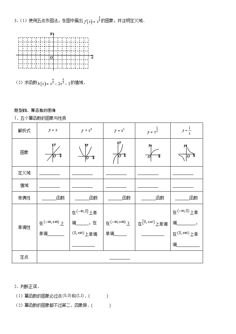 【暑假初高衔接】初三数学暑假预习（人教A版2019）-3.3《幂函数》同步讲学案（原卷版）第3页