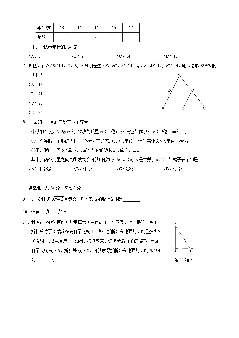 2023北京朝阳区八年级下数学期末试卷 （无答案）第2页
