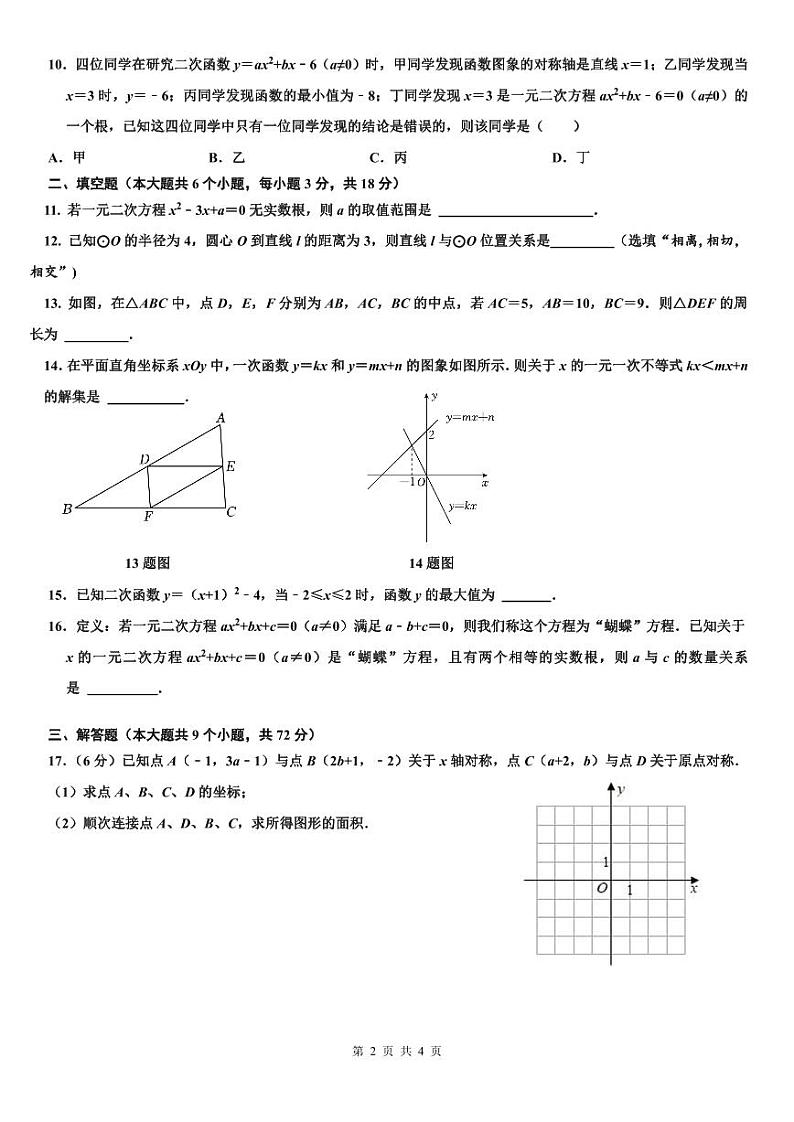 长沙市华益中学2022-2023学年度第二学期八年级期末考试数学试卷第2页