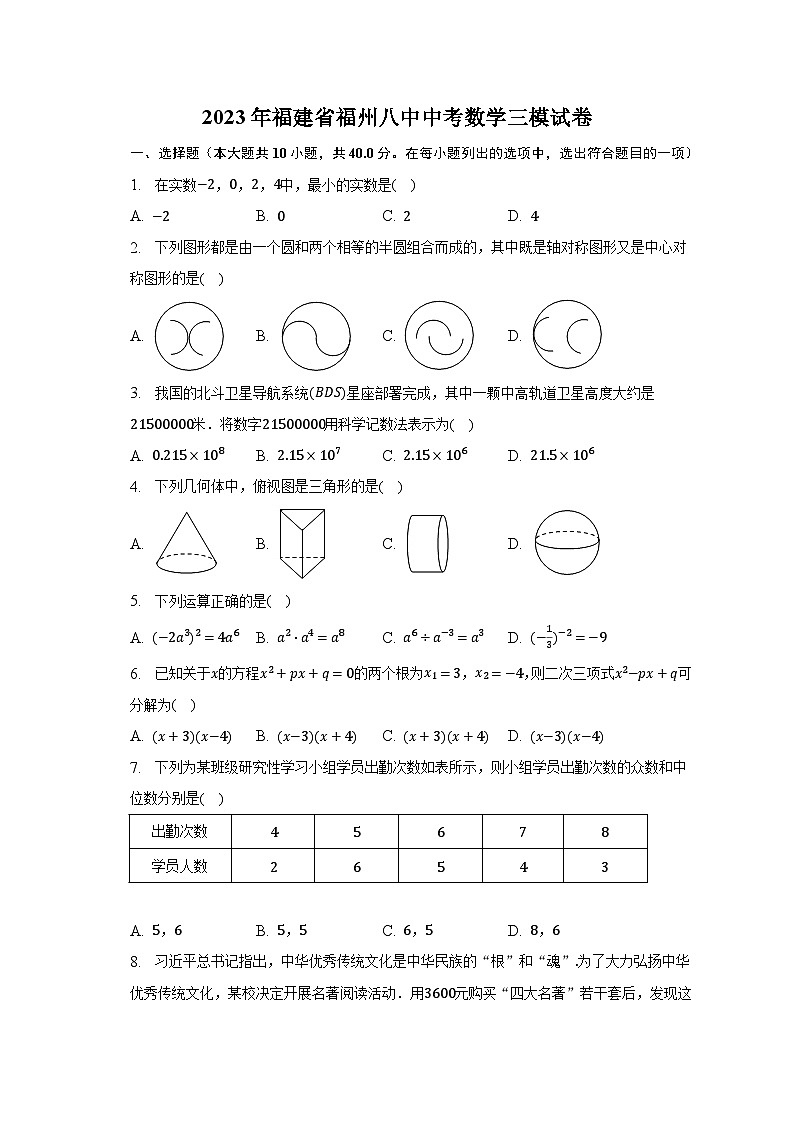 2023年福建省福州八中中考数学三模试卷（含解析）01