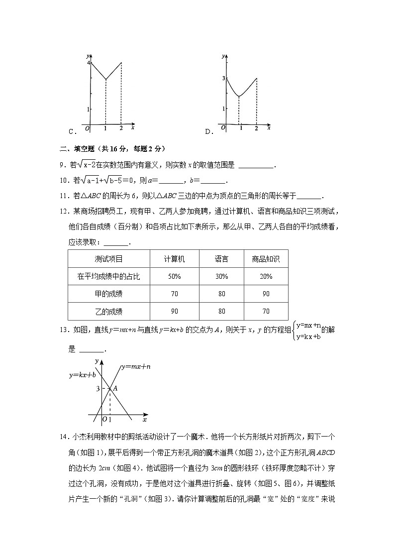 2022-2023学年北京市西城区八年级（下）期末数学试卷（无答案）03