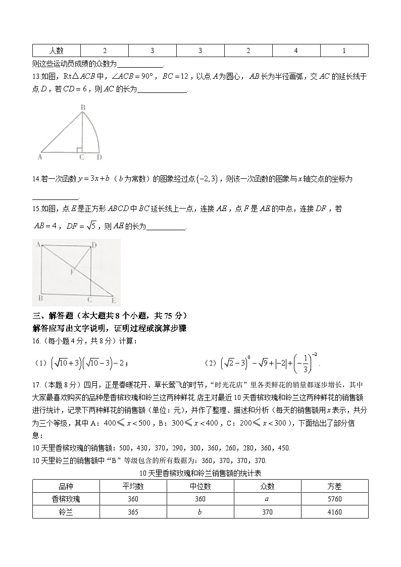 山西省朔州市右玉县教育集团初中部2022-2023学年八年级下学期7月期末数学试题（含答案）第3页