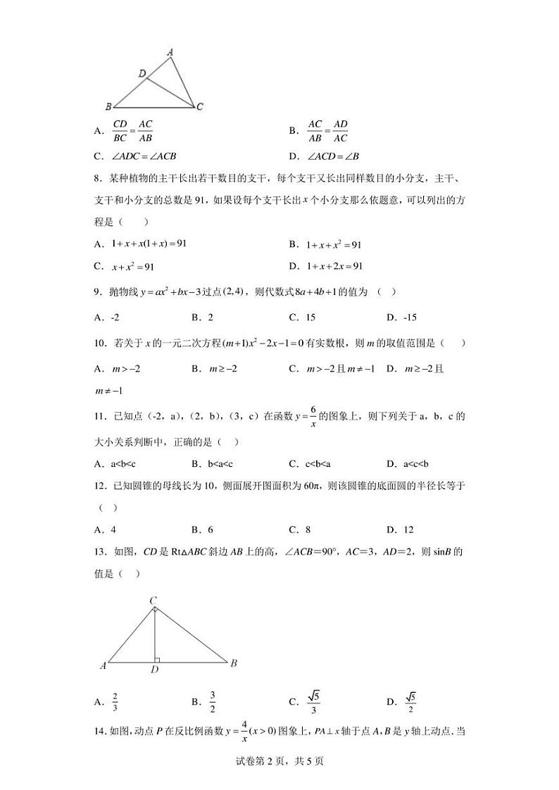 河北省盐山县第六中学2022-2023学年九年级上学期期末教学质量评估数学试卷02