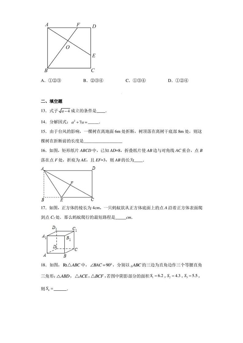 广西南宁市兴宁区第二初级中学2022-2023学年八年级下学期3月数学月考试题（含答案解析）03
