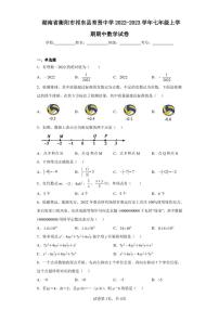 湖南省衡阳市祁东县育贤中学2022-2023学年七年级上学期期中数学试卷