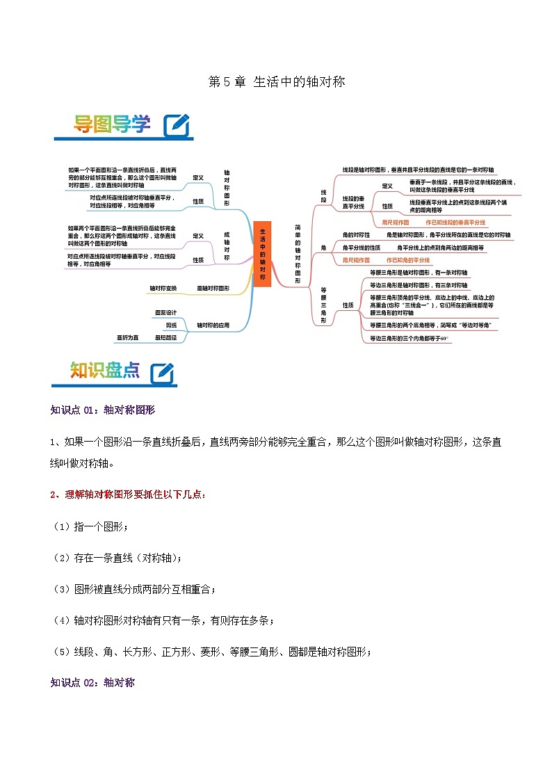 【期末培优课堂】第5章《生活中的轴对称》-2023-2024学年七年级数学下册期末复习高频易错核心专题手册（北师大版）01