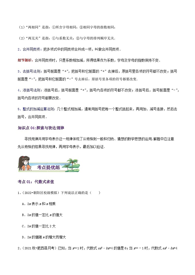 第3章《整式及其加减》（导图+知识点+考点提优练）-【培优方案】2023-2024学年七年级数学上册章节重点复习考点讲义（北师大版）03