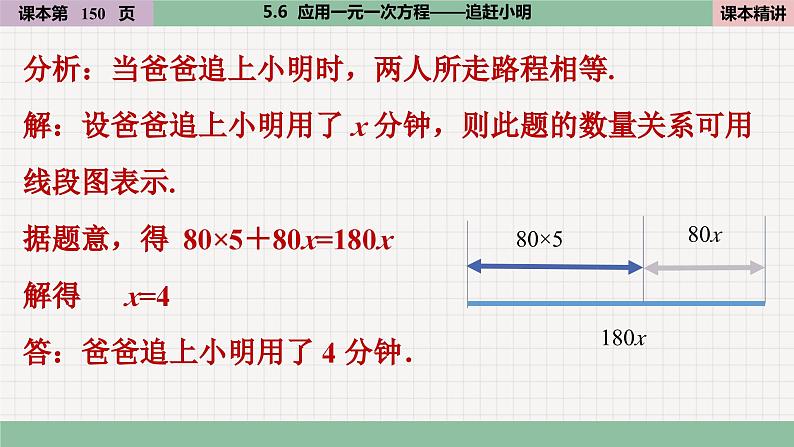 北师大版数学七上5.6  应用一元一次方程——追赶小明（课件PPT）05