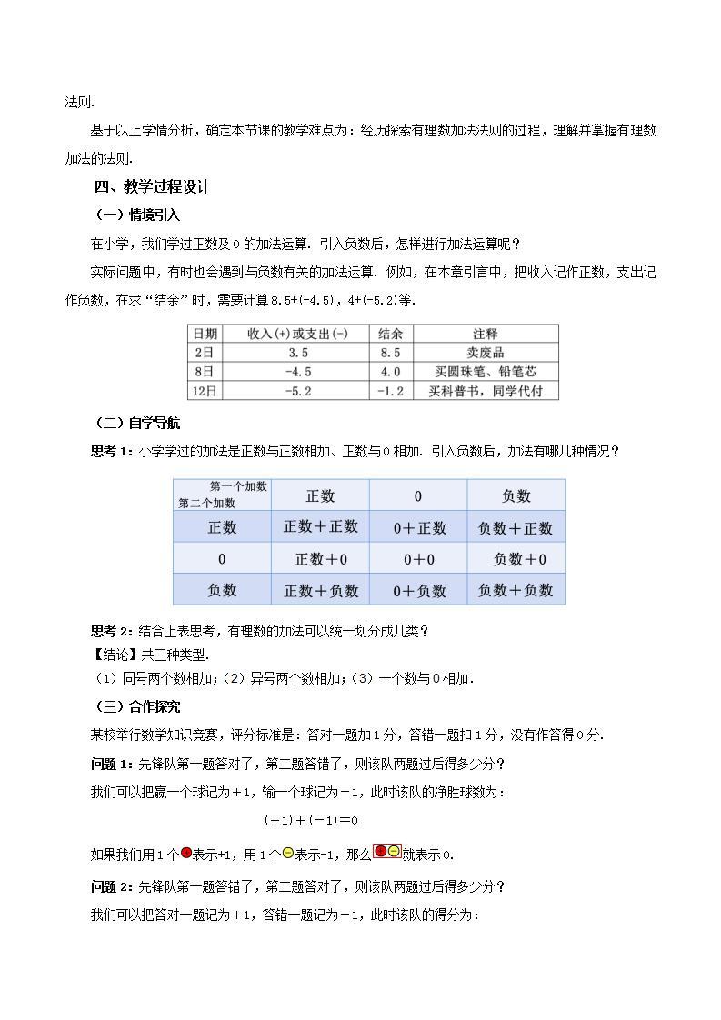 人教版初中数学七年级上册 1.3.1 有理数的加法（第一课时）课件+教案+导学案+分层作业（含教师学生版）02