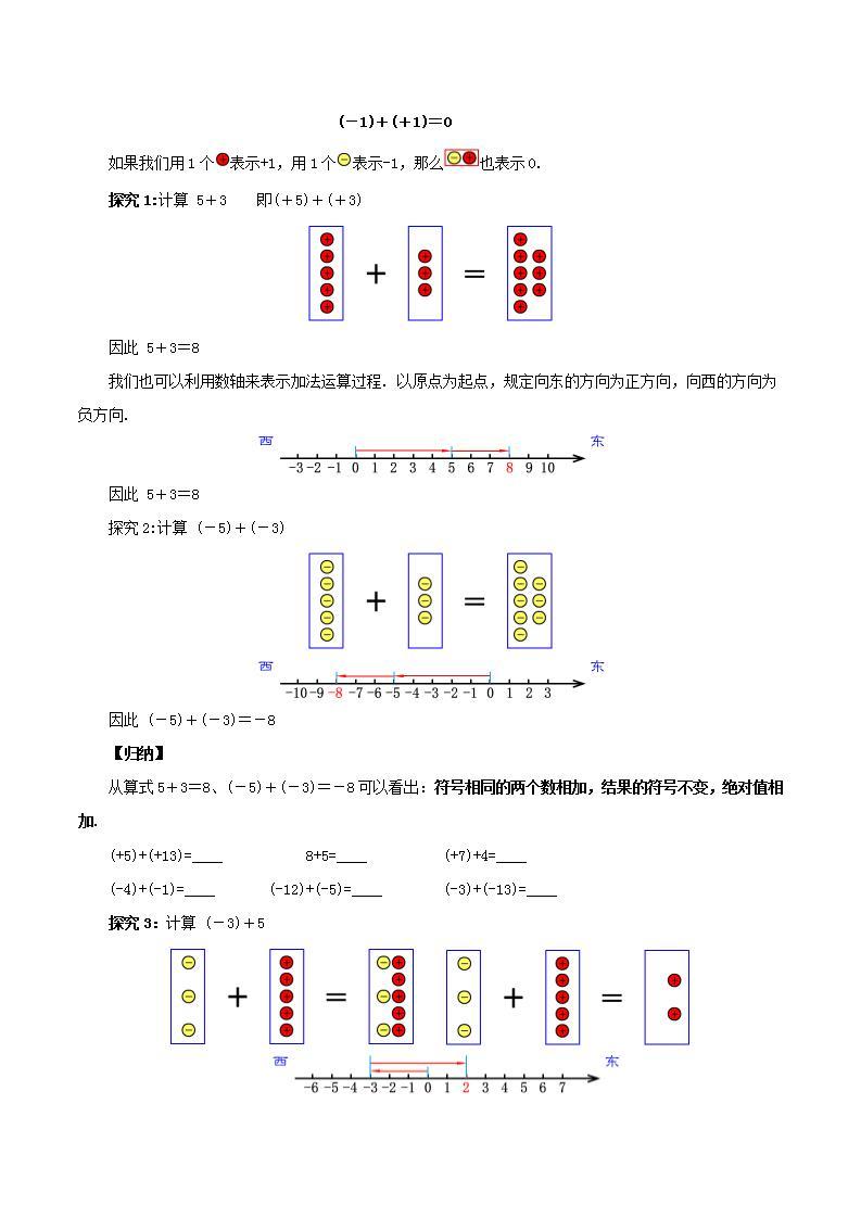 人教版初中数学七年级上册 1.3.1 有理数的加法（第一课时）课件+教案+导学案+分层作业（含教师学生版）03