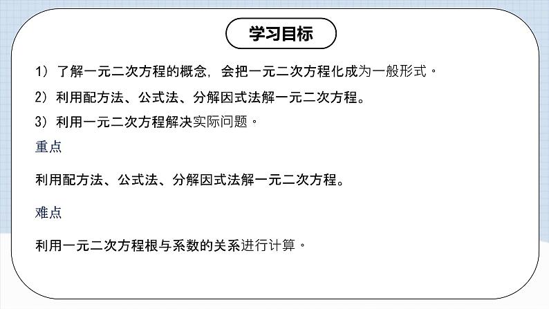 人教版初中数学九年级上册《 第二十一章 一元二次方程（章末总结）》 课件+单元测试（含教师学生版）02