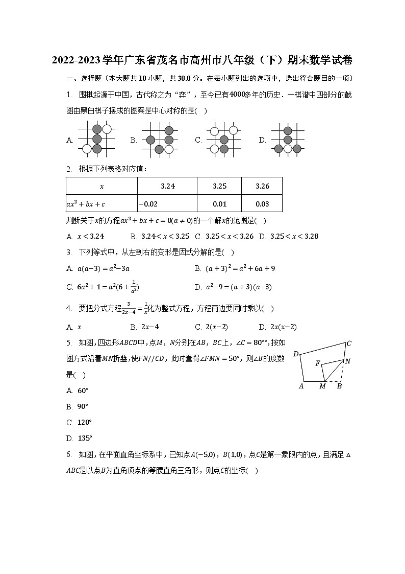 2022-2023学年广东省茂名市高州市八年级（下）期末数学试卷（含解析）01