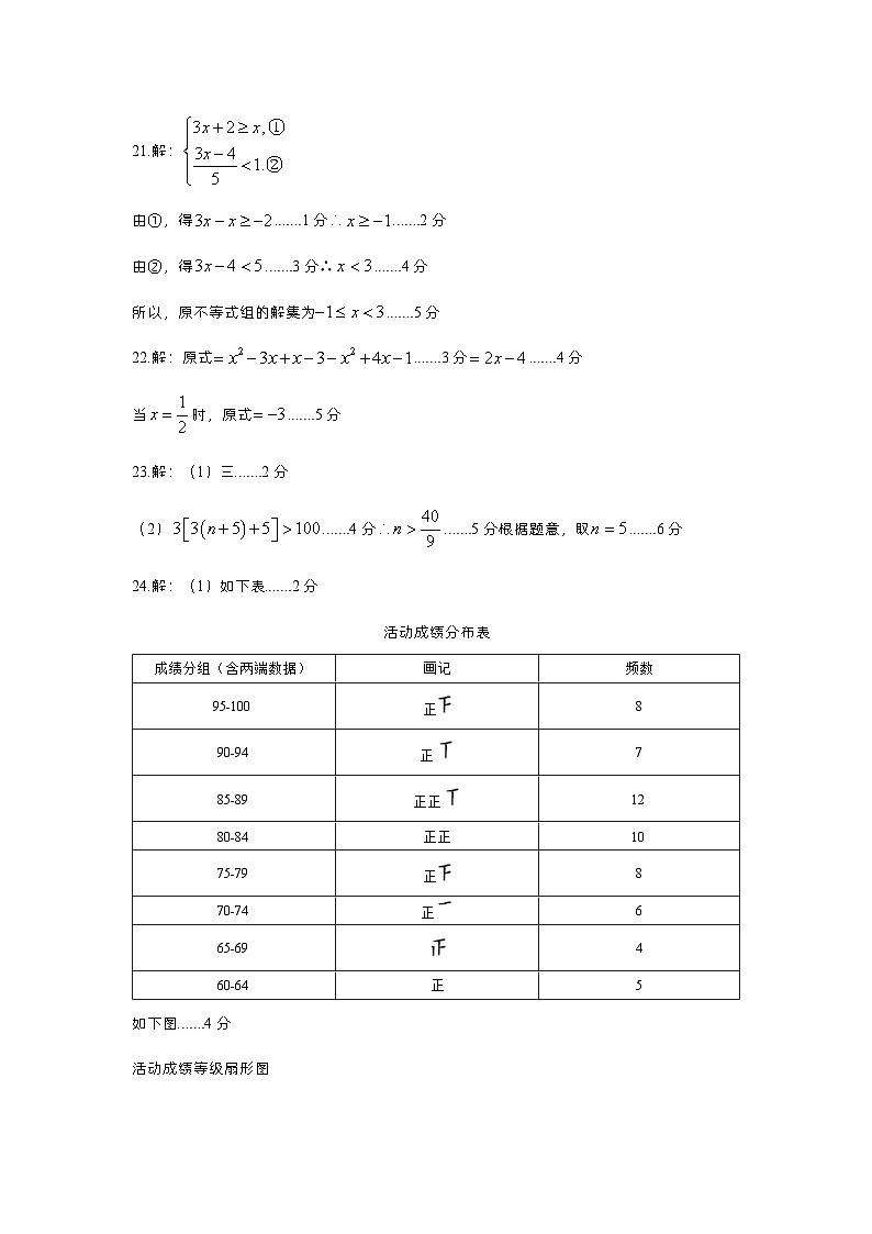 2023年北京市昌平区七年级下学期期末数学答案第2页