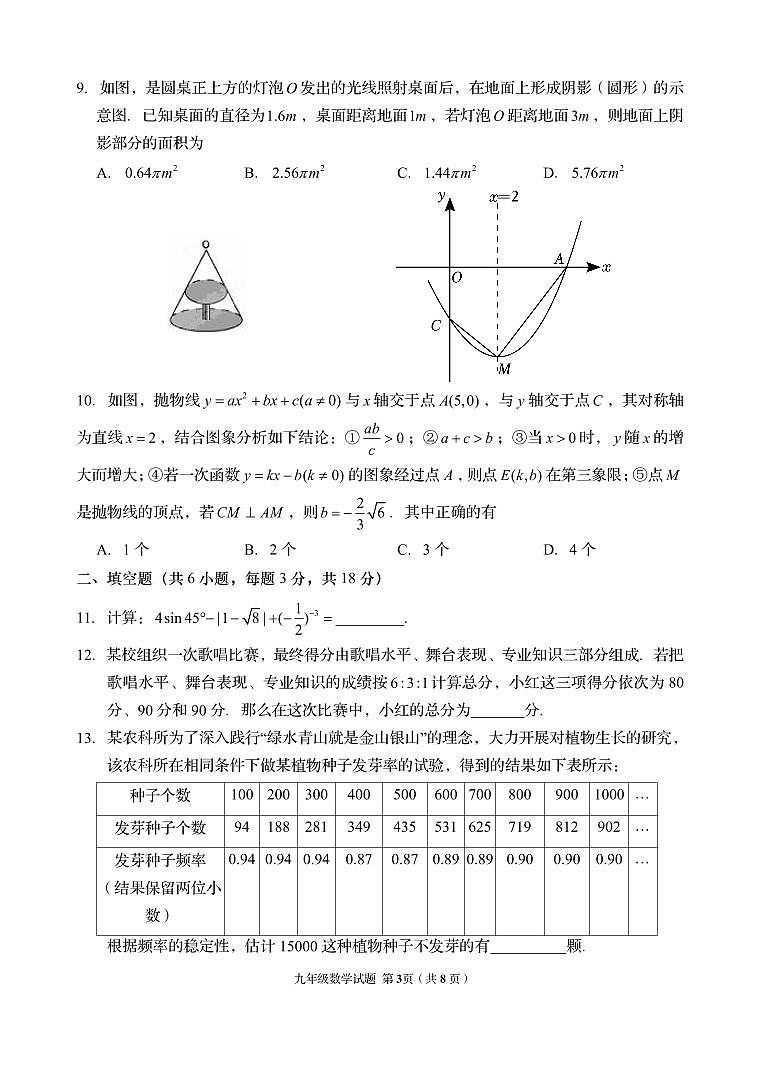 2023年山东省青岛市高新区中考数学三模试题03