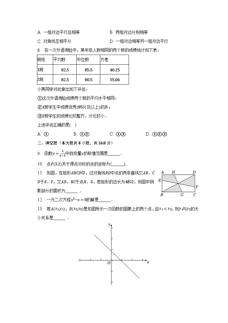 2022-2023学年北京市门头沟区八年级（下）期末数学试卷（含解析）第2页