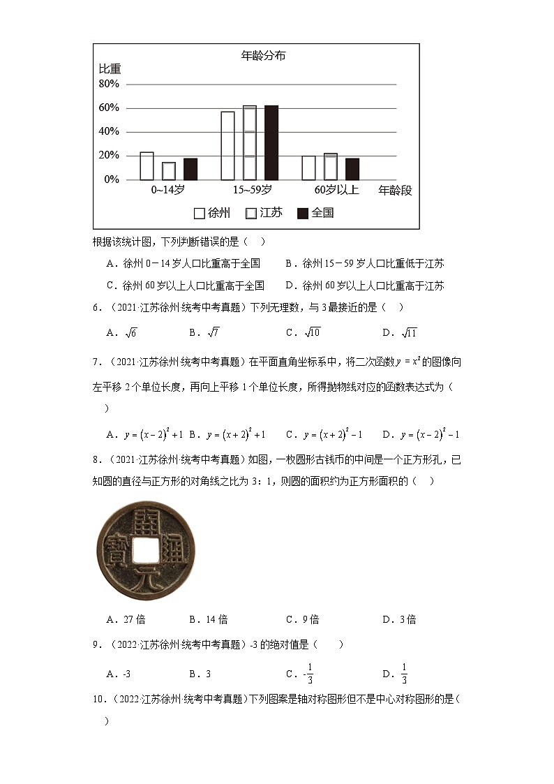 江苏徐州三年（2021-2023）中考数学真题分题型分类汇编-01选择题第2页