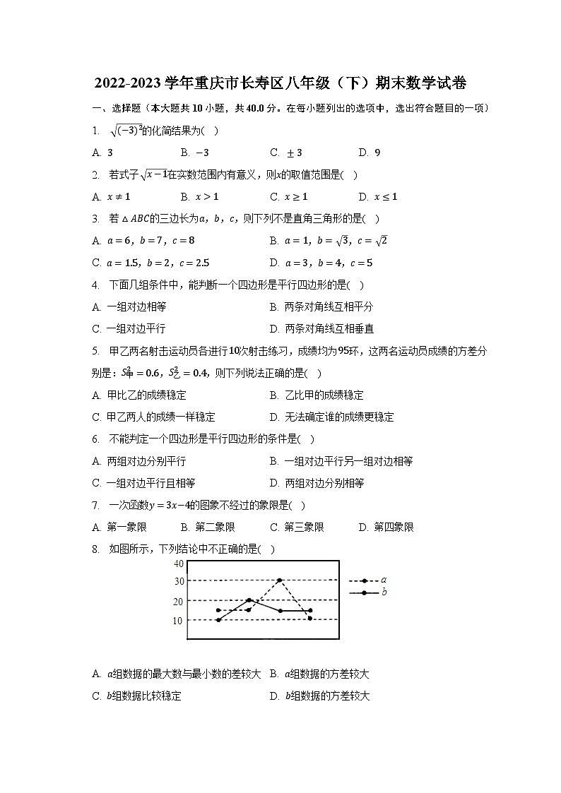 2022-2023学年重庆市长寿区八年级（下）期末数学试卷（含解析）01