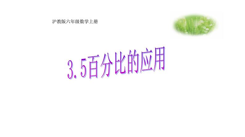 3.5百分比的应用-沪教版（上海）六年级数学第一学期课件01