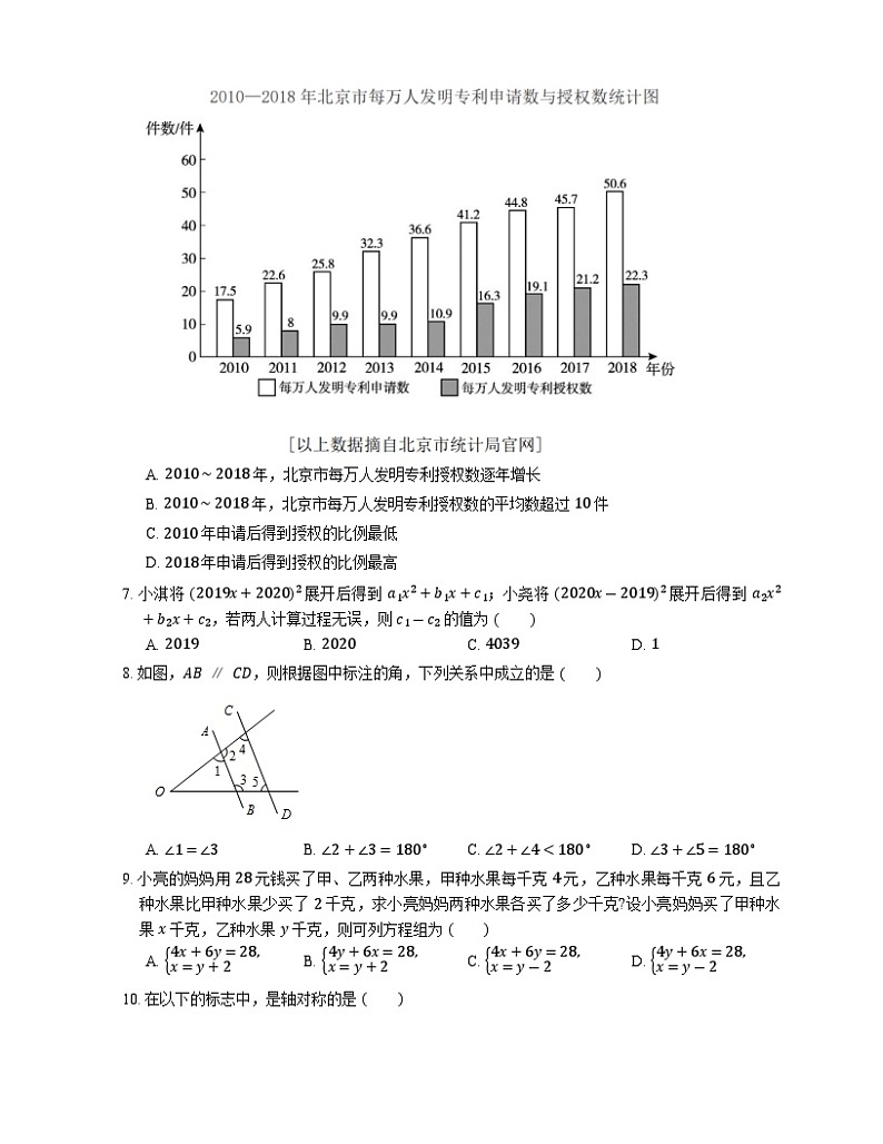 北京海淀区尚丽外国语学校(初中部)2022—2023学年下学期七年级期末数学试卷（含答案）02