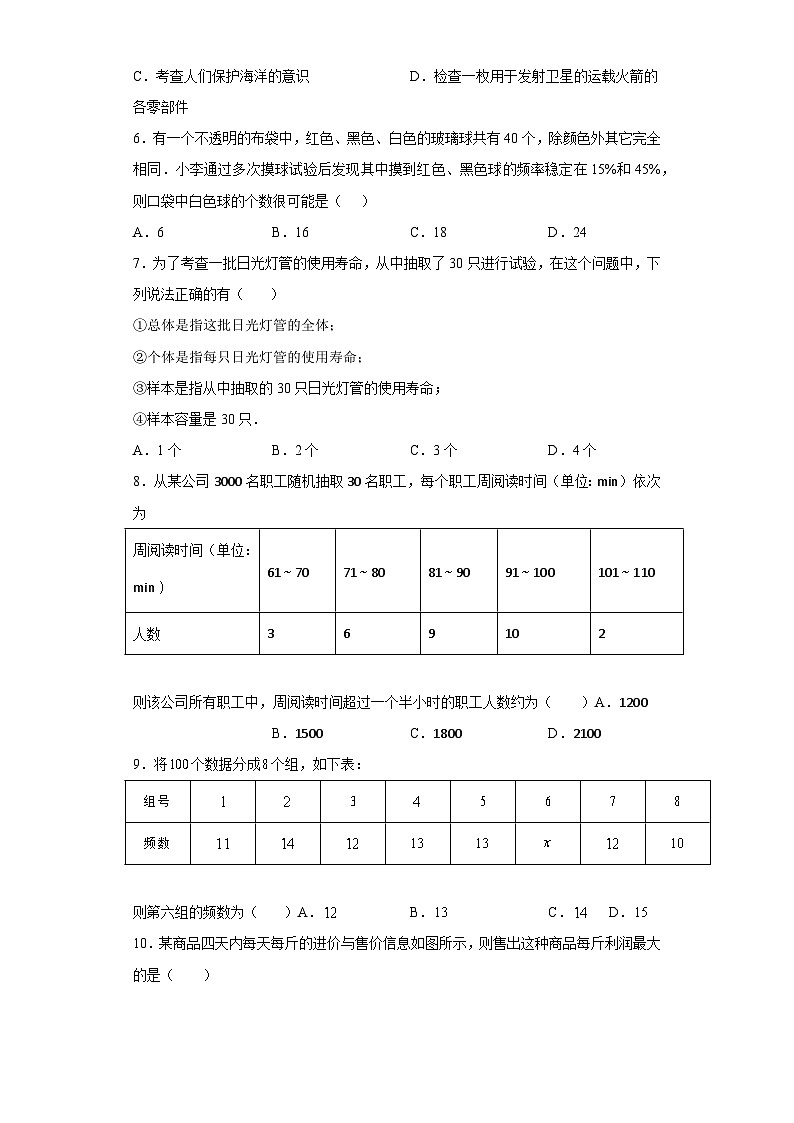 第10章 数据的收集、整理与描述 暑假复习巩固提升训练2(含答案)02