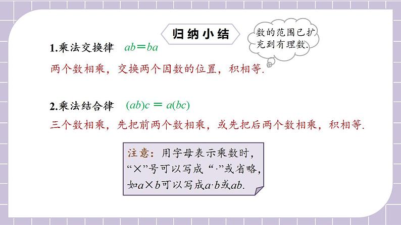 新人教版数学七上  1.4.1.2有理数乘法的运算律及运用 课件PPT+教案+分层练习+预习案08