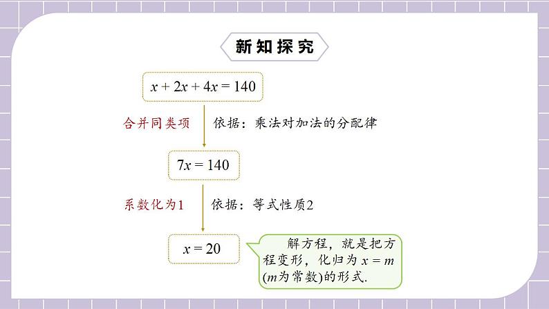 新人教版数学七上  3.2.1用合并同类项解一元一次方程 课件PPT+教案+分层练习+预习案06