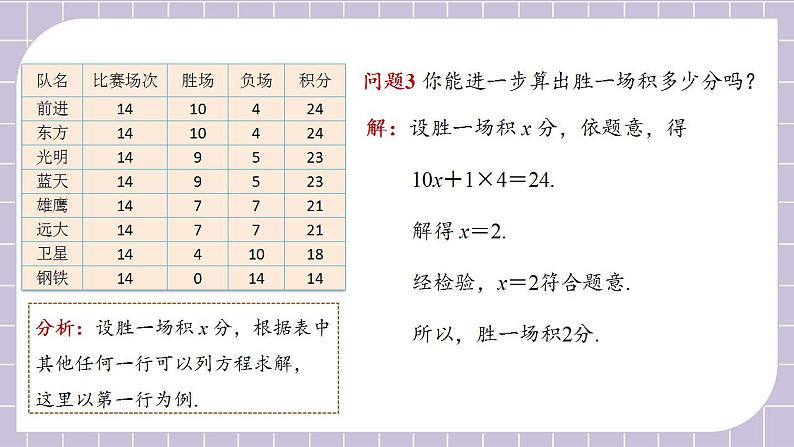 新人教版数学七上  3.4.3球赛积分表问题 课件PPT+教案+分层练习+预习案08